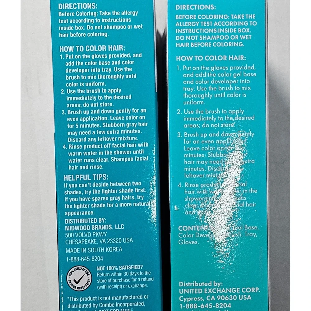 3pk‎ Men's Mustache & Beard Brush-In Color Gel Jet Black 5 Minute Gray Coverage